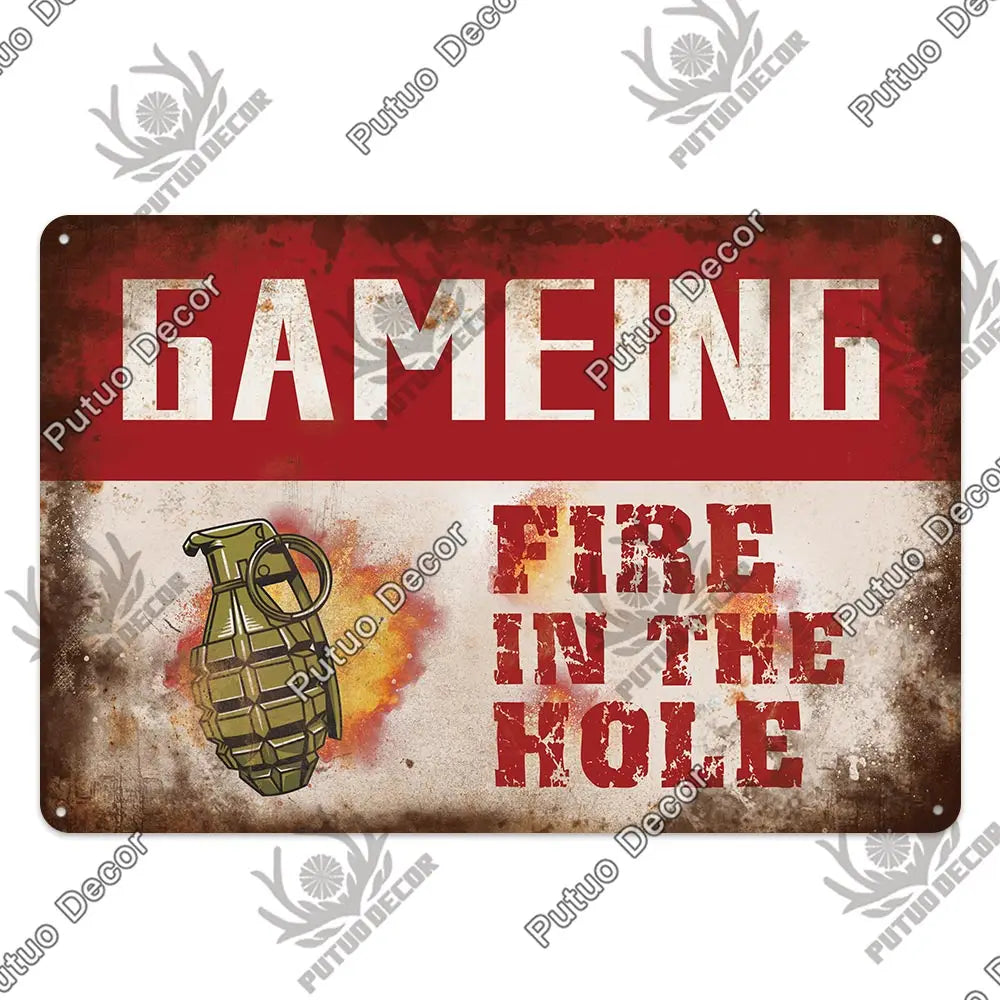 Funny Gamer Metal Signs