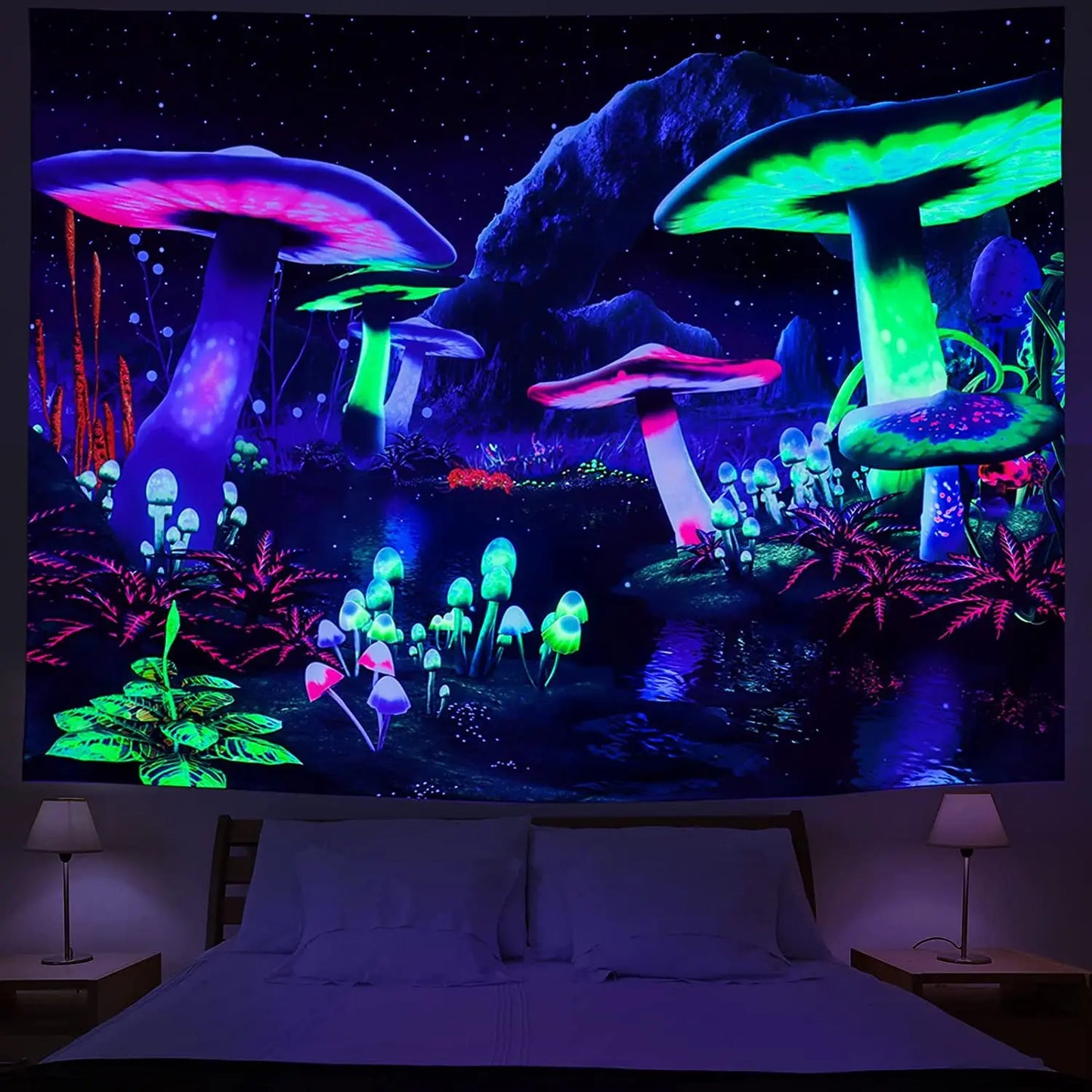UV reactive psychedelic tapestries