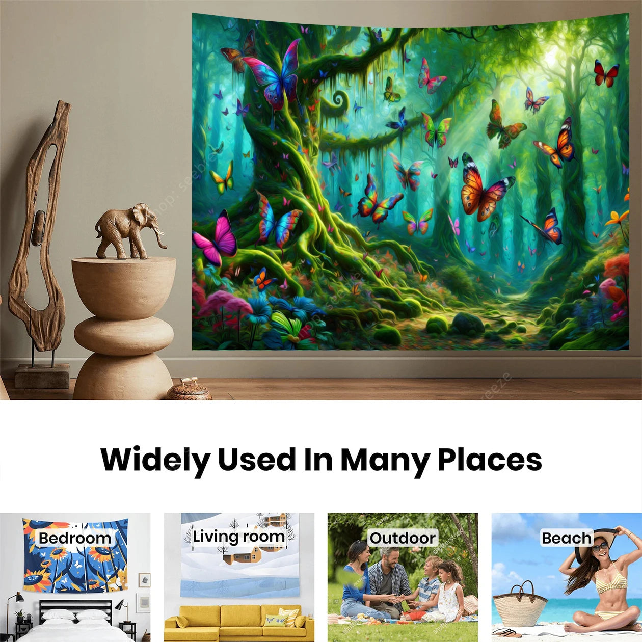 Butterfly Forest UV Reactive Tapestries
