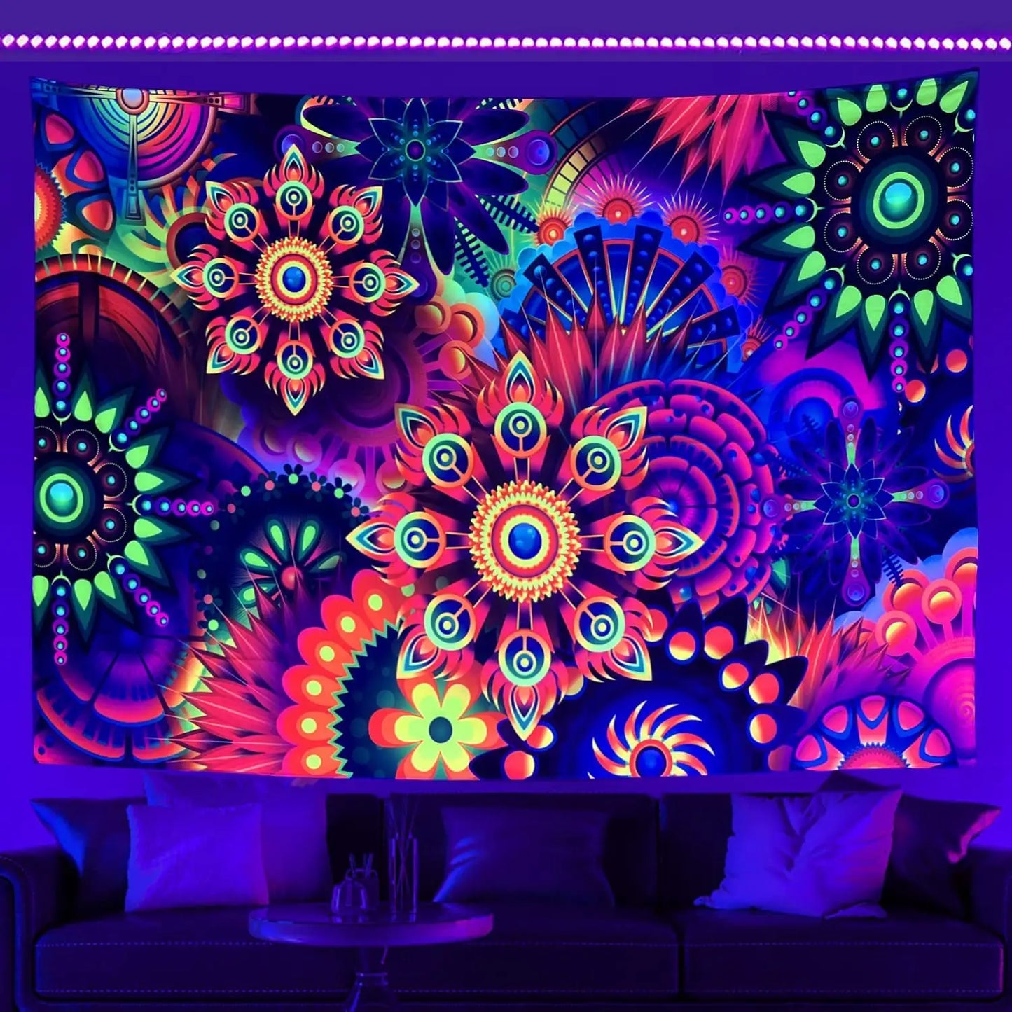UV reactive psychedelic tapestries