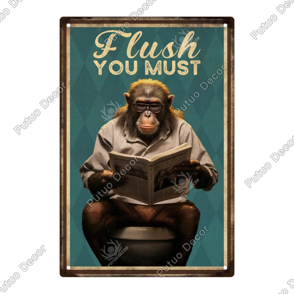 Funny Bathroom Decor Metal Signs
