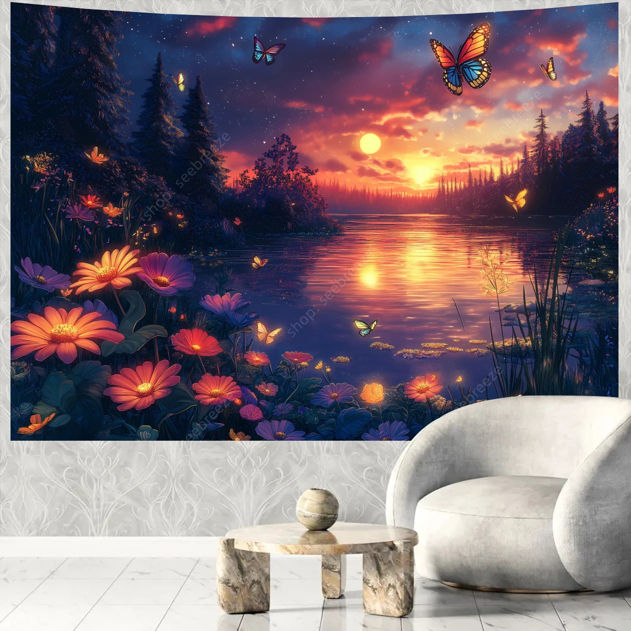 Butterfly UV Reactive Psychedelic Tapestries