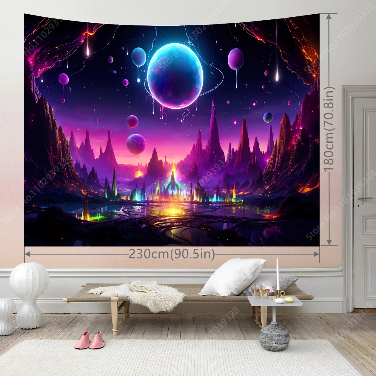 Galaxy Space Landscape UV Reactive Tapestries