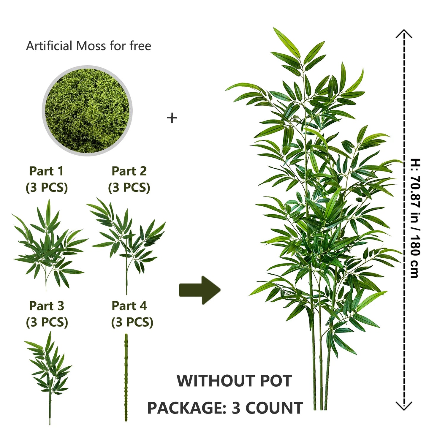 Artificial Green Bamboo Branches