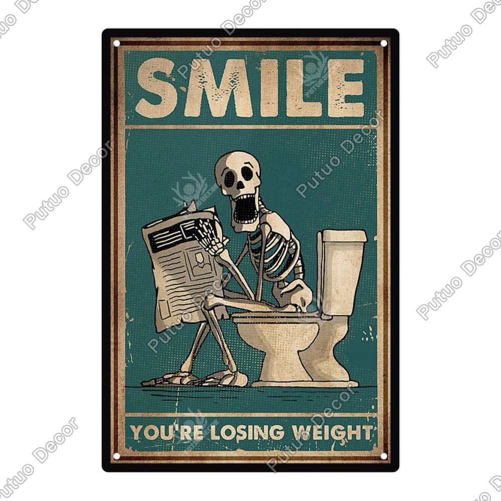 Funny Bathroom Decor Metal Signs