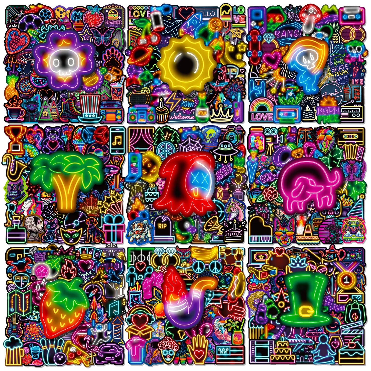 50pcs Cool Neon Graffiti Stickers