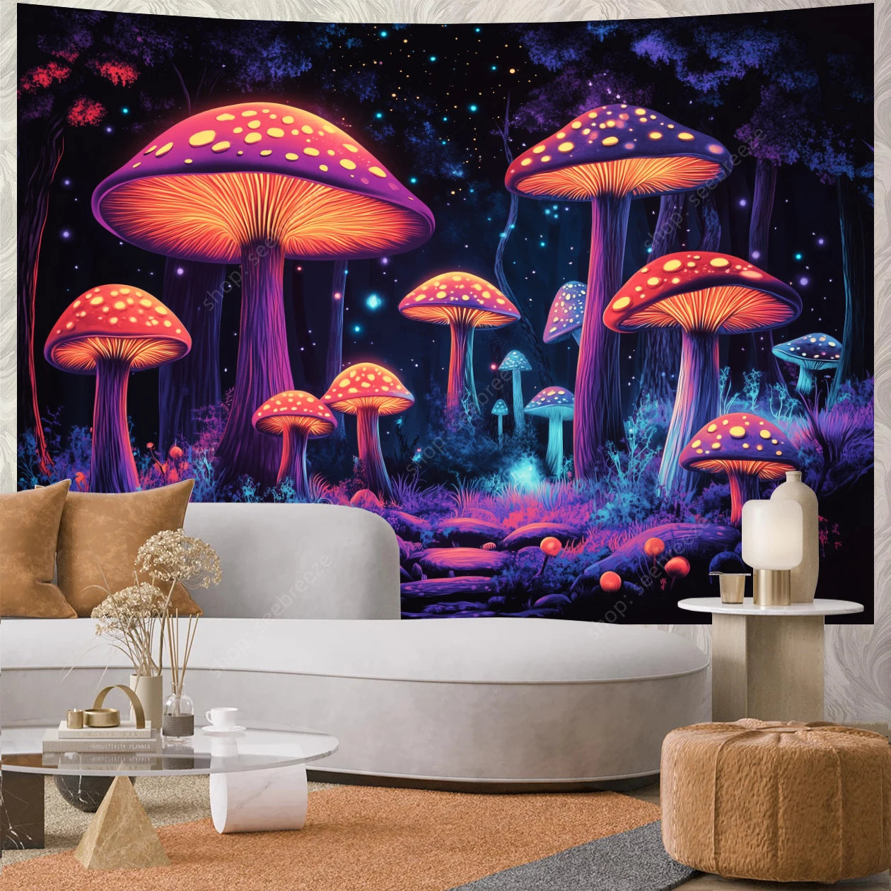 Mushroom Forest UV Reactive Tapestries