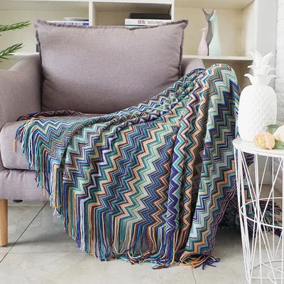 Heavy Knitted Blankets with Tassels