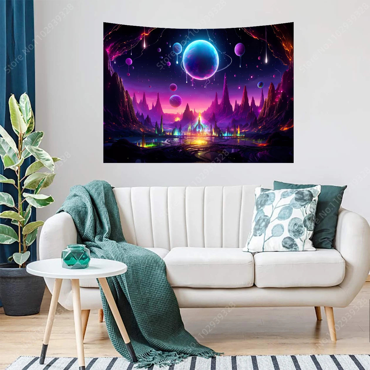 Galaxy Space Landscape UV Reactive Tapestries