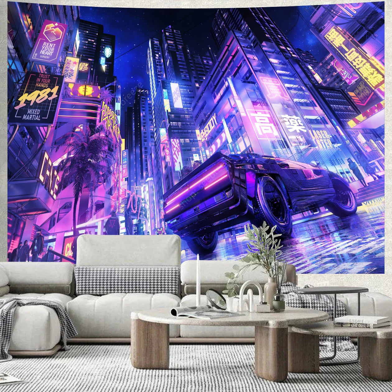 City Skyscrapers UV Reactive Tapestries
