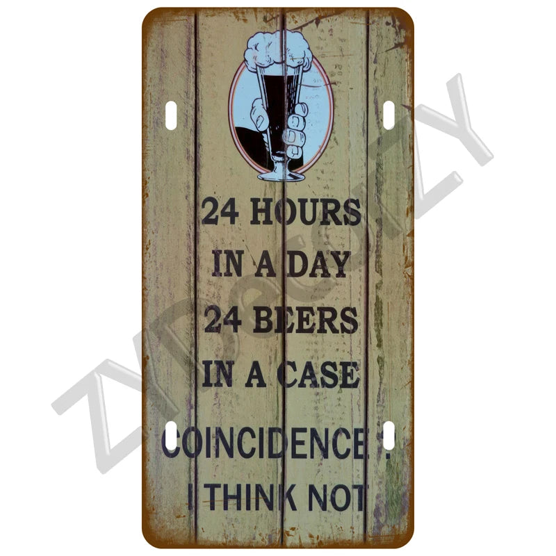 Funny Vintage Metal Signs Beer/Coffee