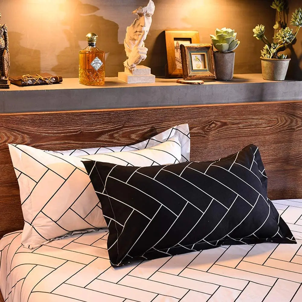 Black White Print Duvet Bed Set
