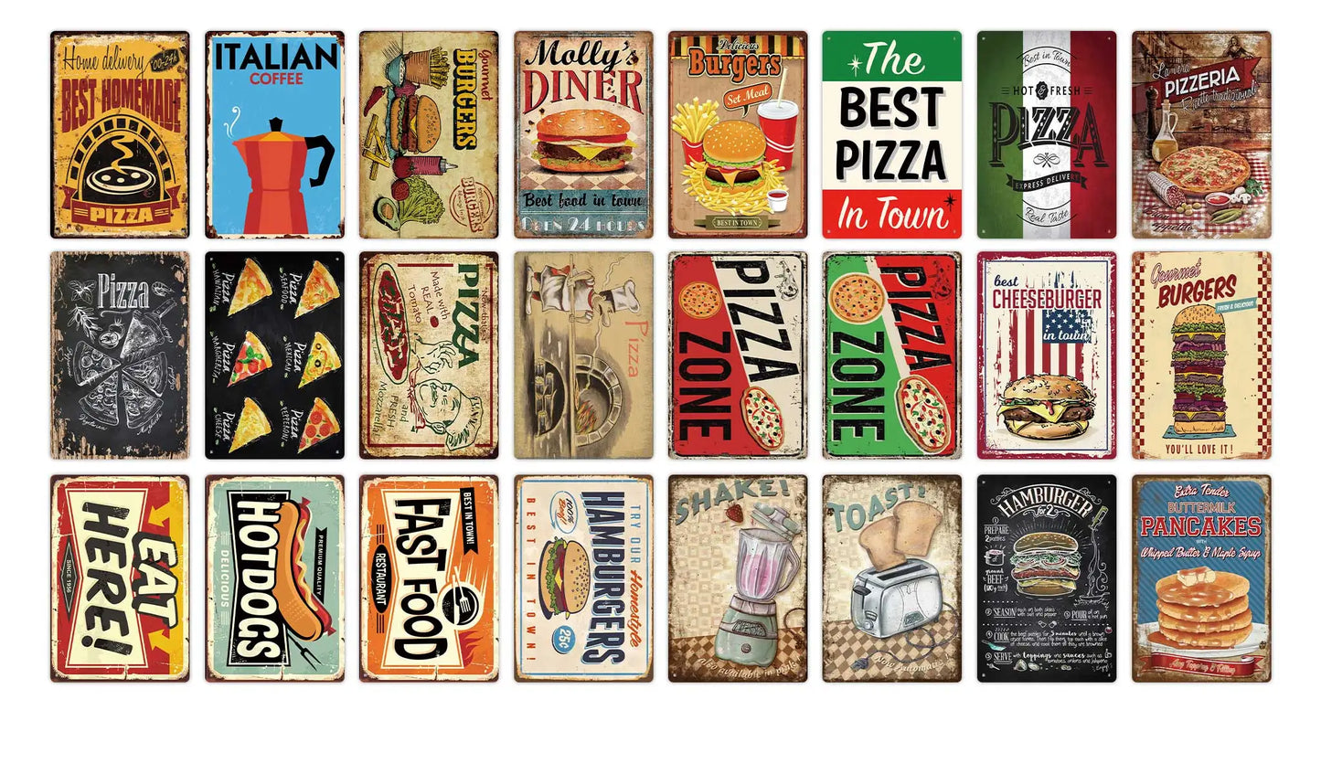 Vintage Restaurant Metal Signs