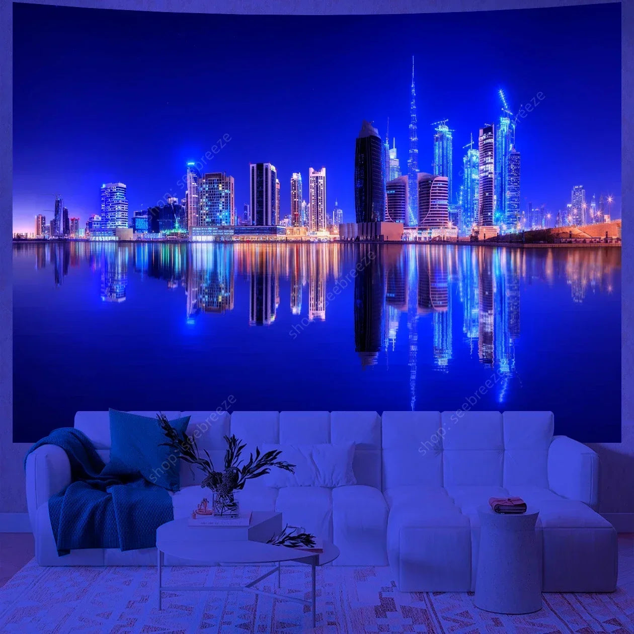 City Skyscrapers UV Reactive Tapestries