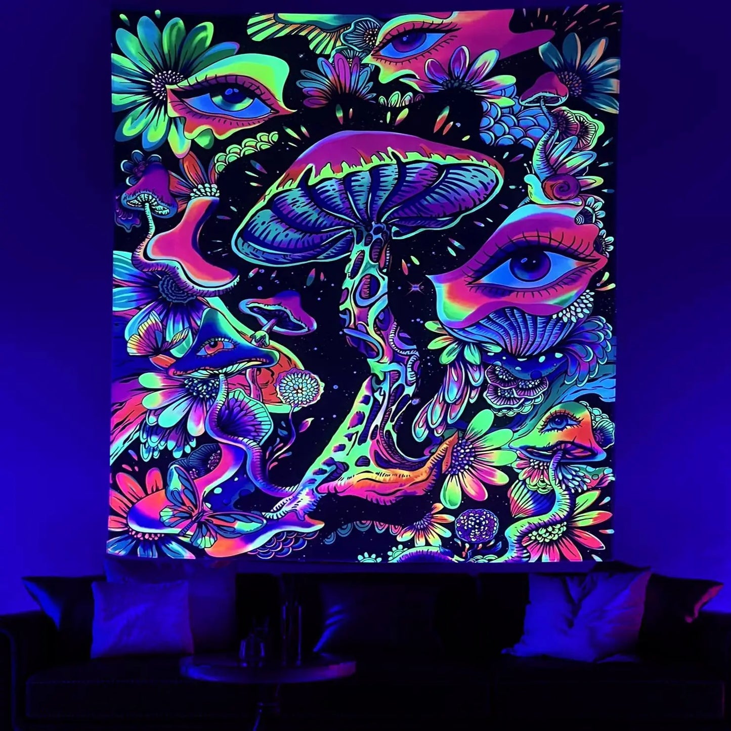UV reactive psychedelic tapestries