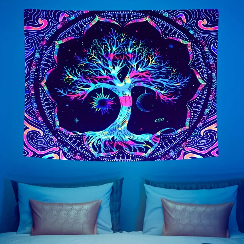 UV reactive Tree of Life Tapestries