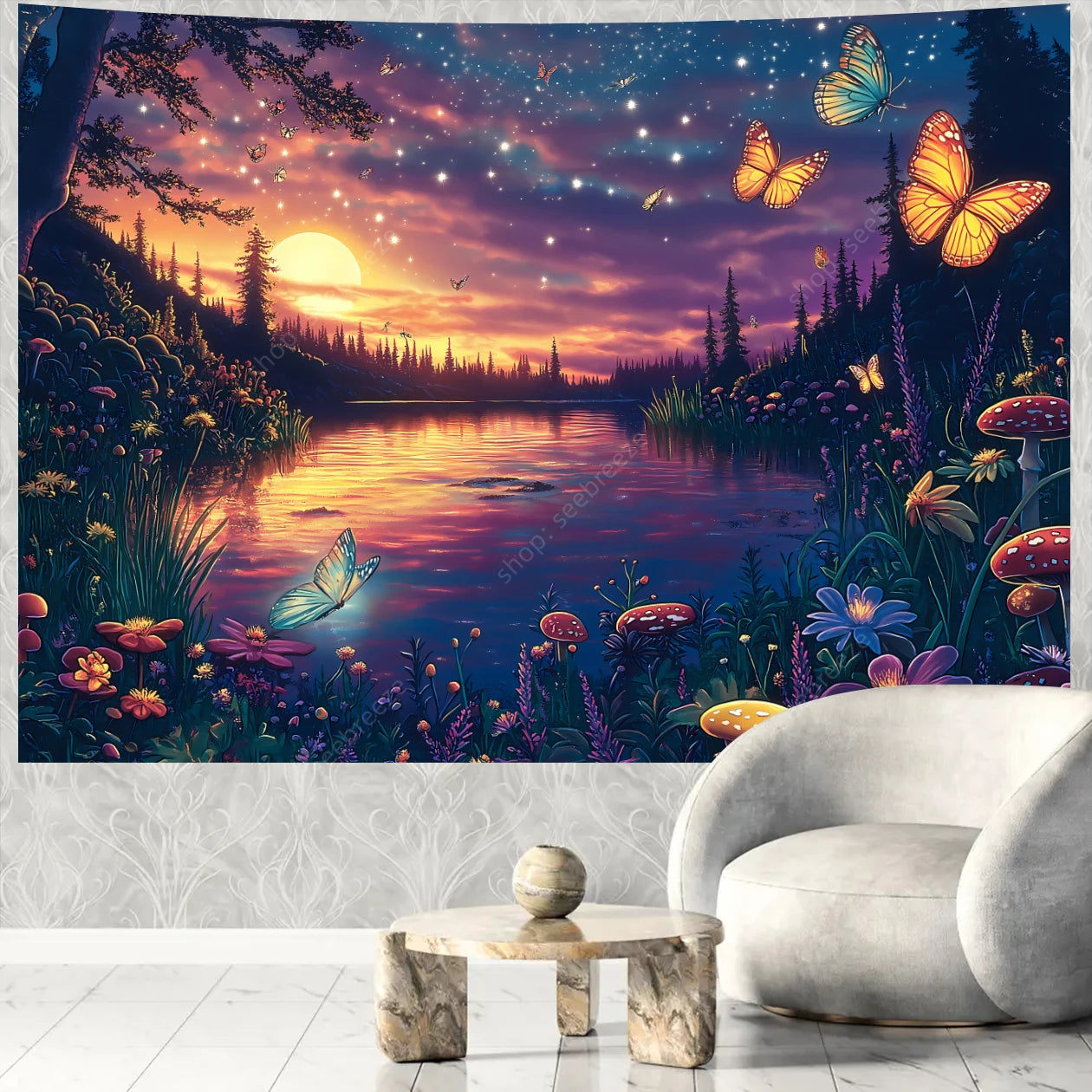 Butterfly UV Reactive Psychedelic Tapestries