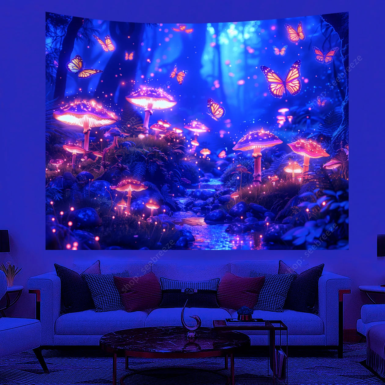 UV reactive Night Forest Tapestries