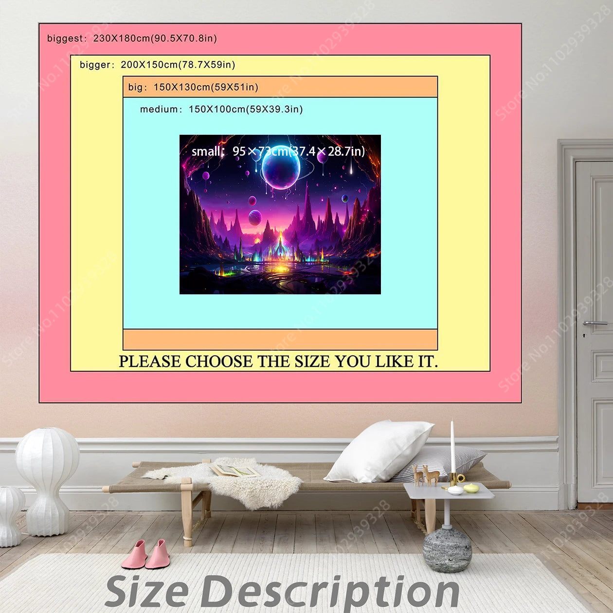 Galaxy Space Landscape UV Reactive Tapestries
