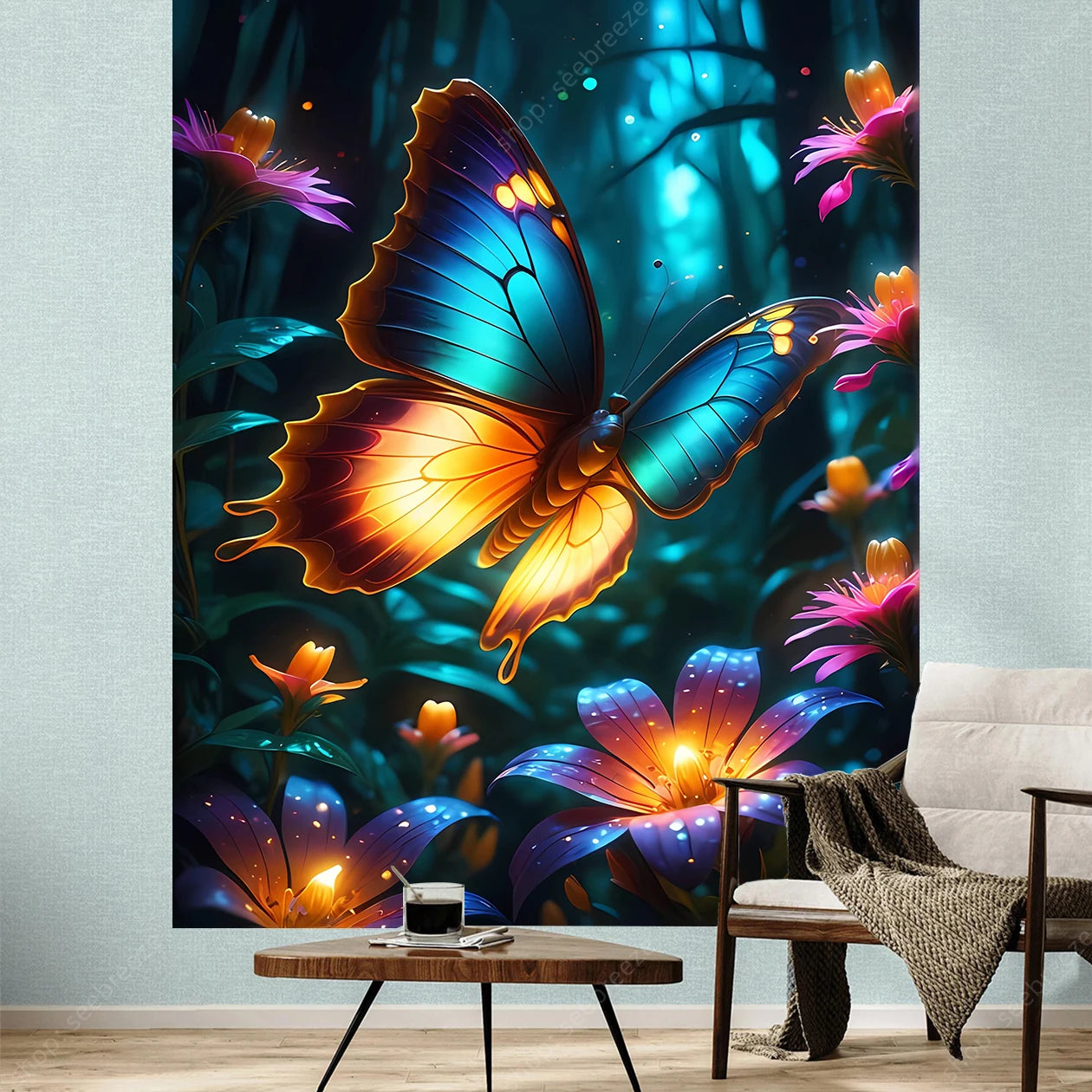 Butterfly UV Reactive Psychedelic Tapestries