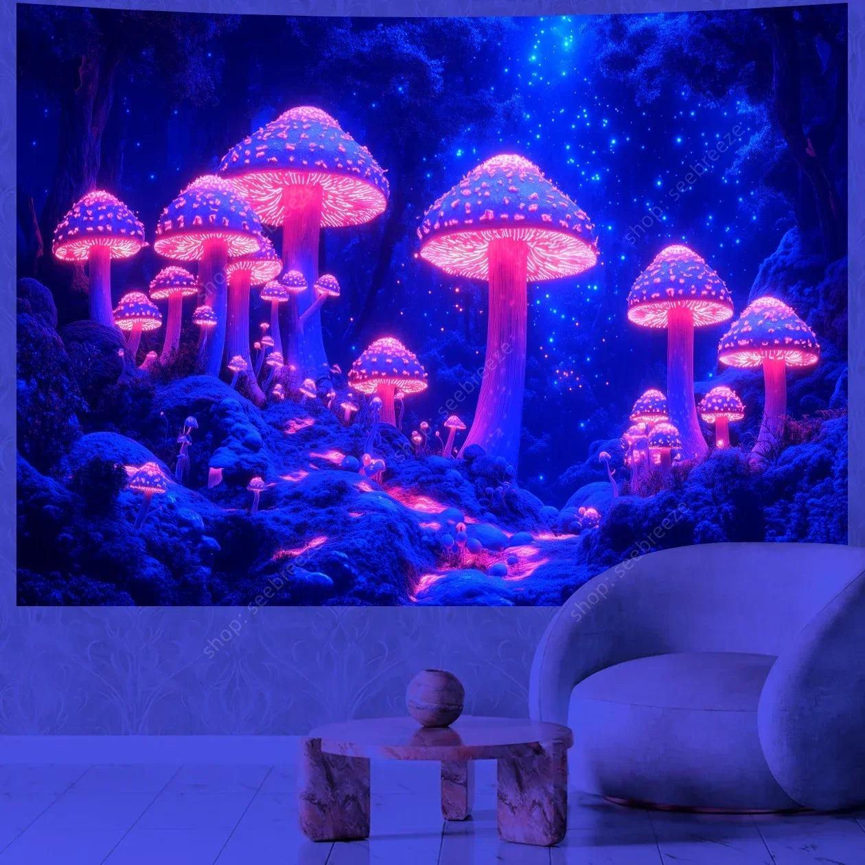 Mushroom Forest UV Reactive Tapestries