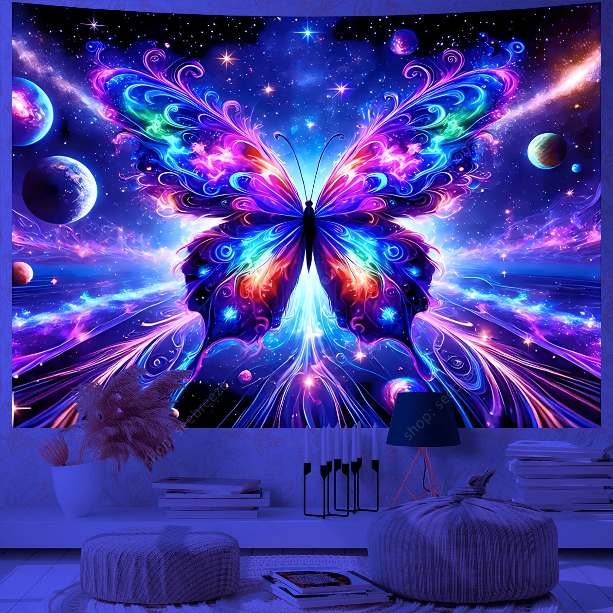 Butterfly UV Reactive Psychedelic Tapestries
