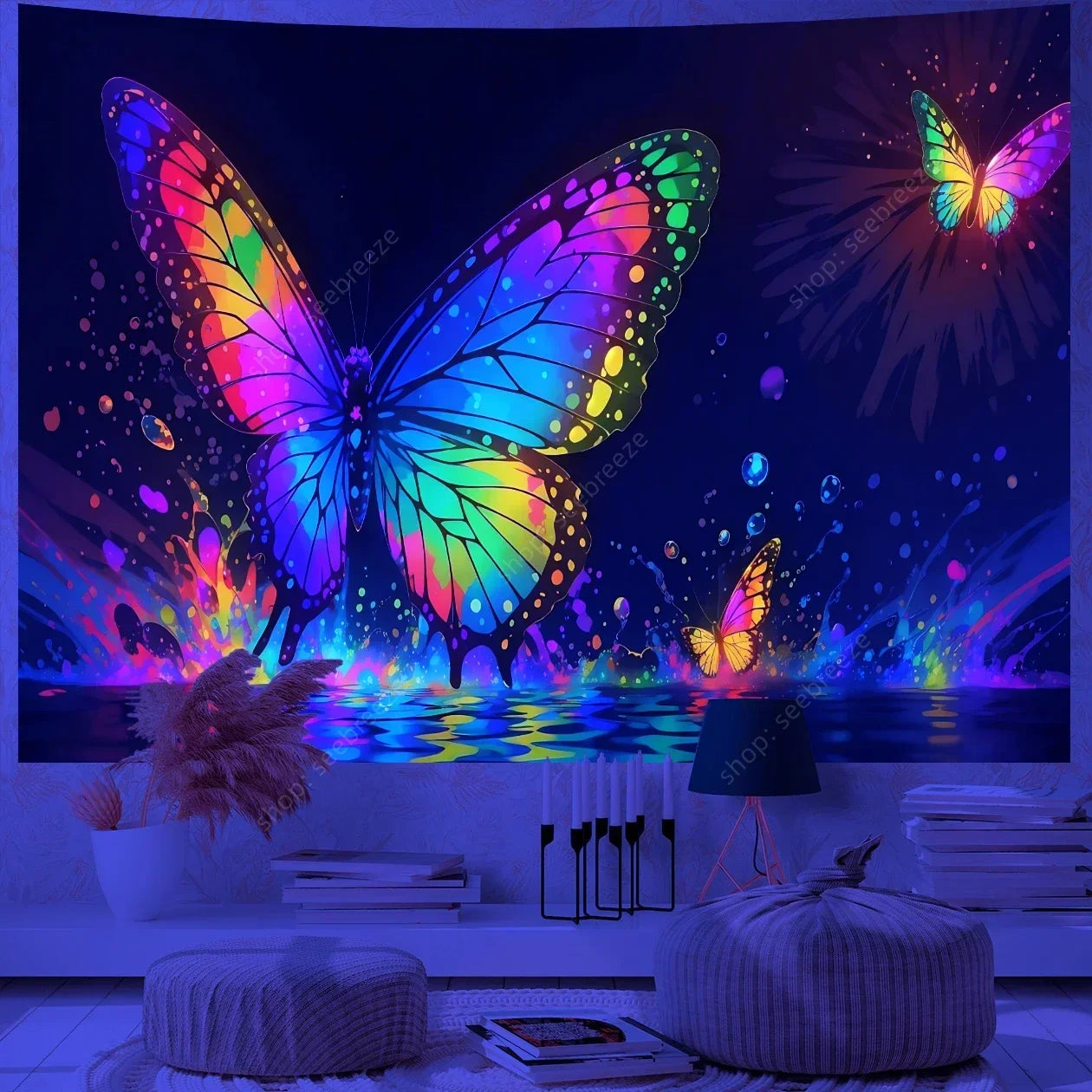 Butterfly UV Reactive Psychedelic Tapestries