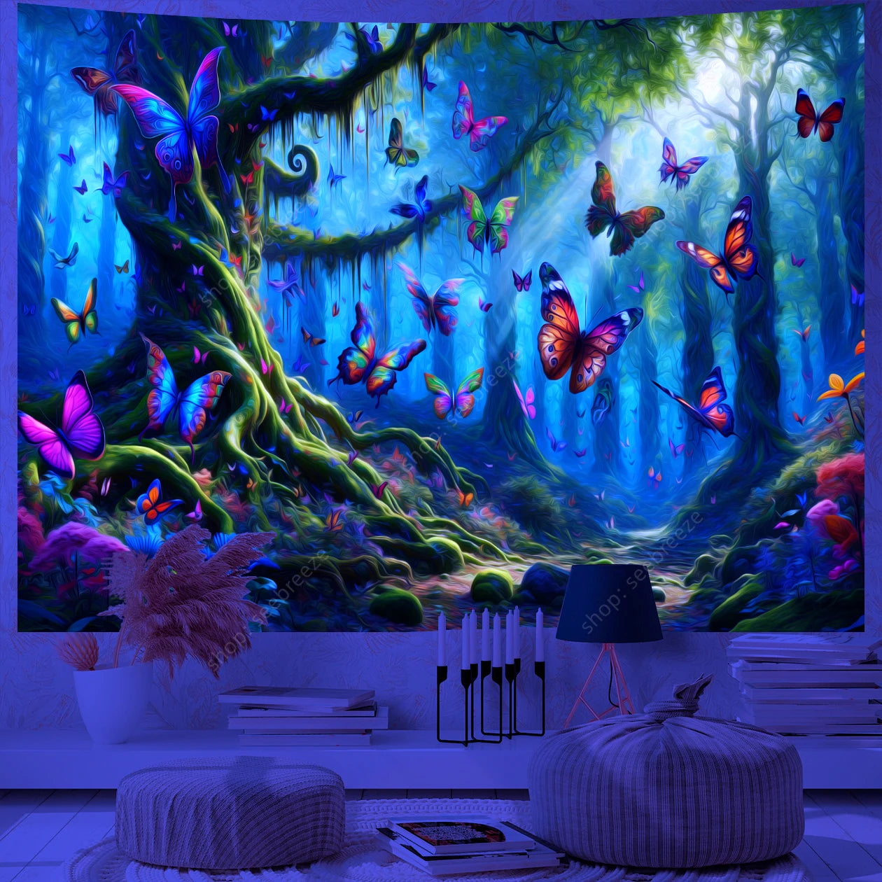 Butterfly UV Reactive Psychedelic Tapestries