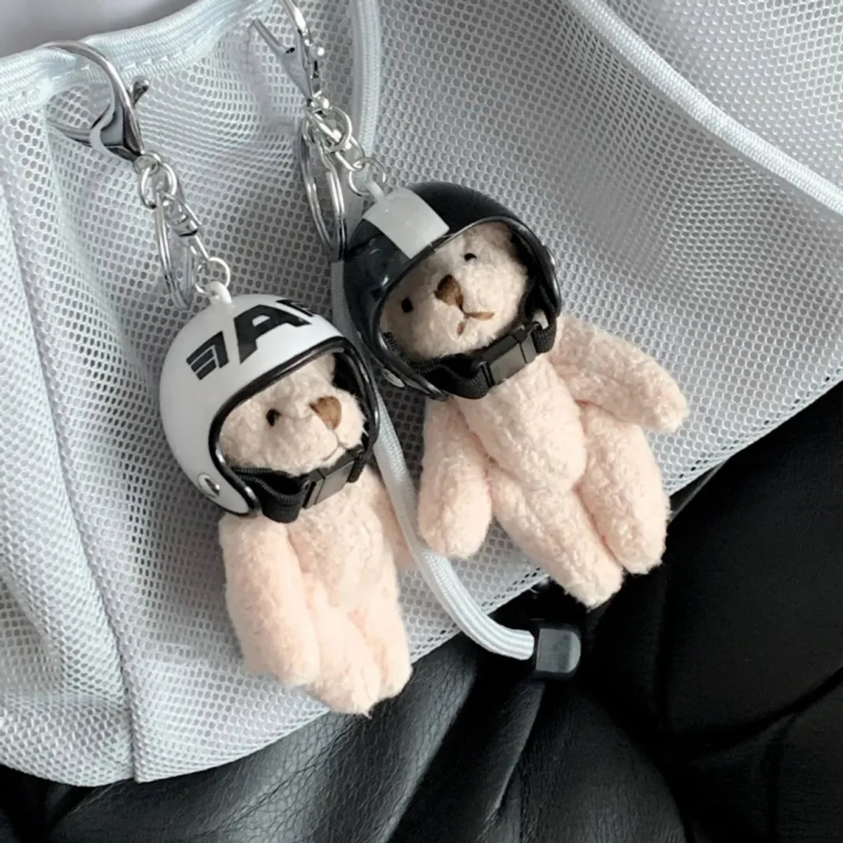 Biker Bear Charm Keychains