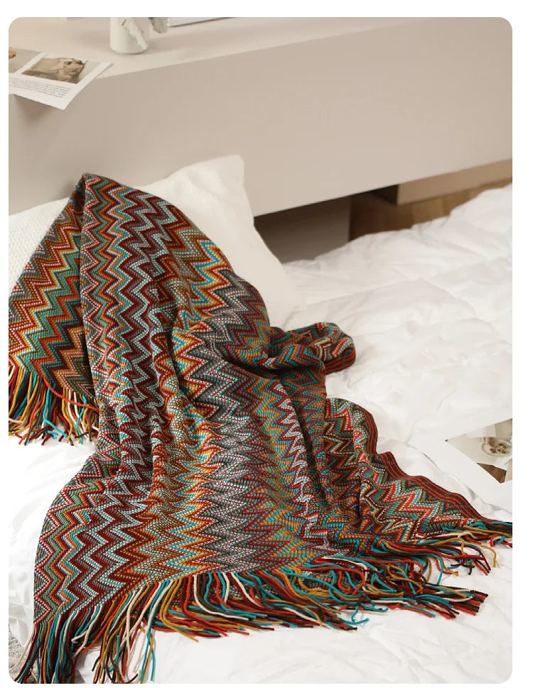 Heavy Knitted Blankets with Tassels