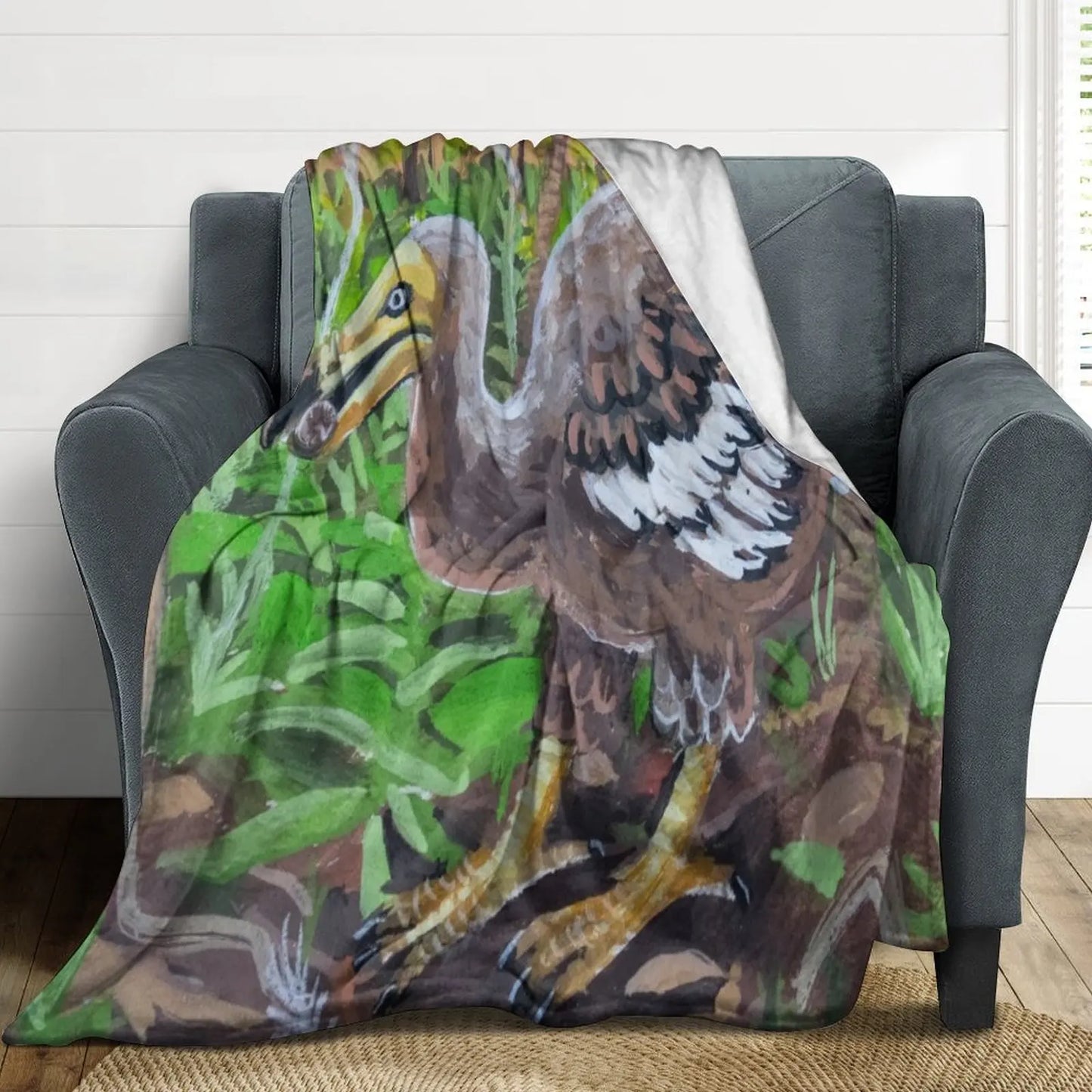 Dodo Gouache Painting Throw Blanket