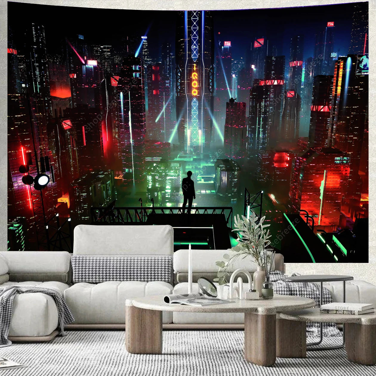 City Skyscrapers UV Reactive Tapestries