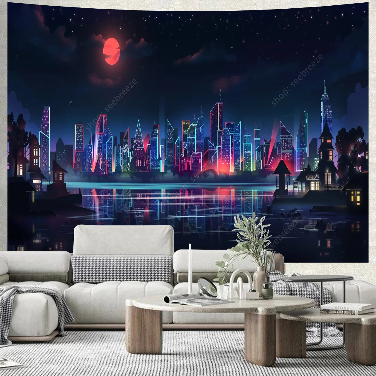 City Skyscrapers UV Reactive Tapestries