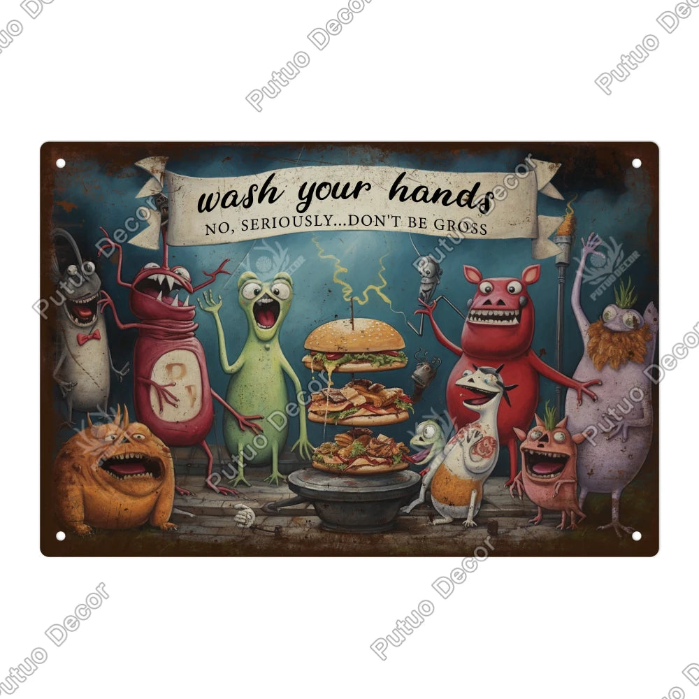Funny Bathroom Decor Metal Signs