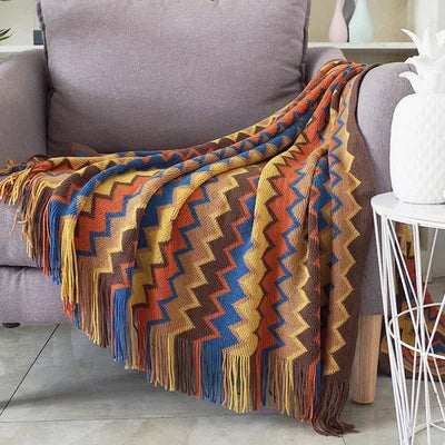 Heavy Knitted Blankets with Tassels
