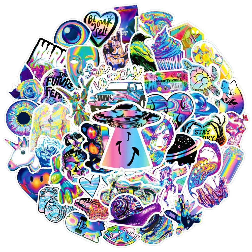 10/50Pcs Holographic Trippy Stickers
