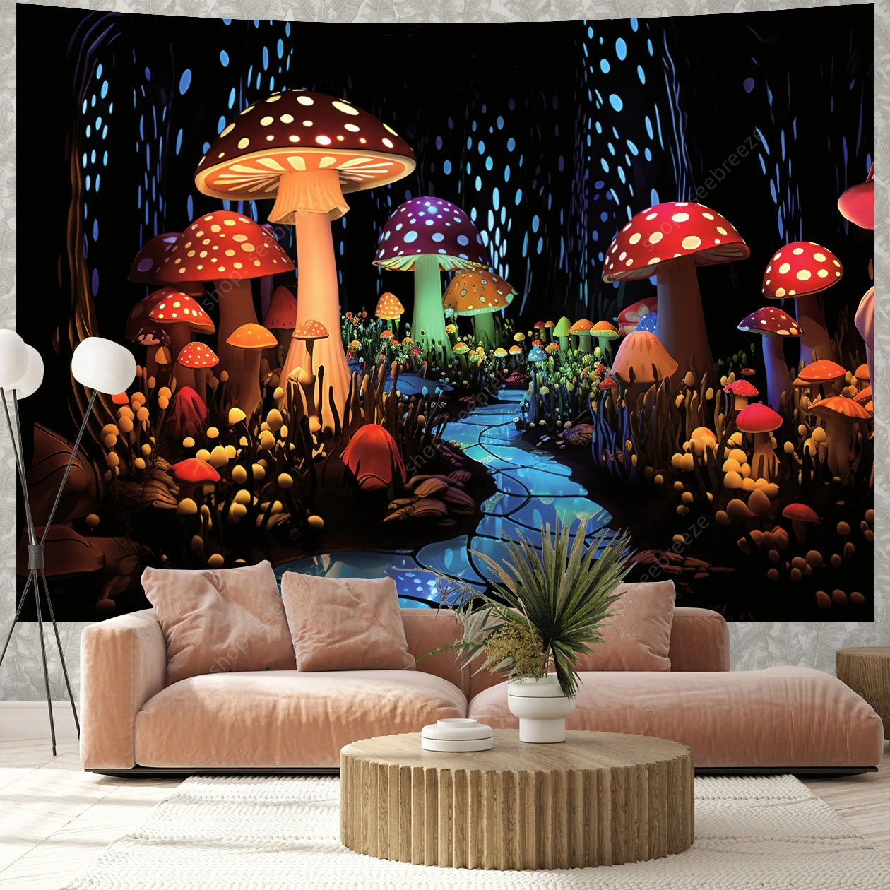 Fantasy Mushroom UV Reactive Tapestries