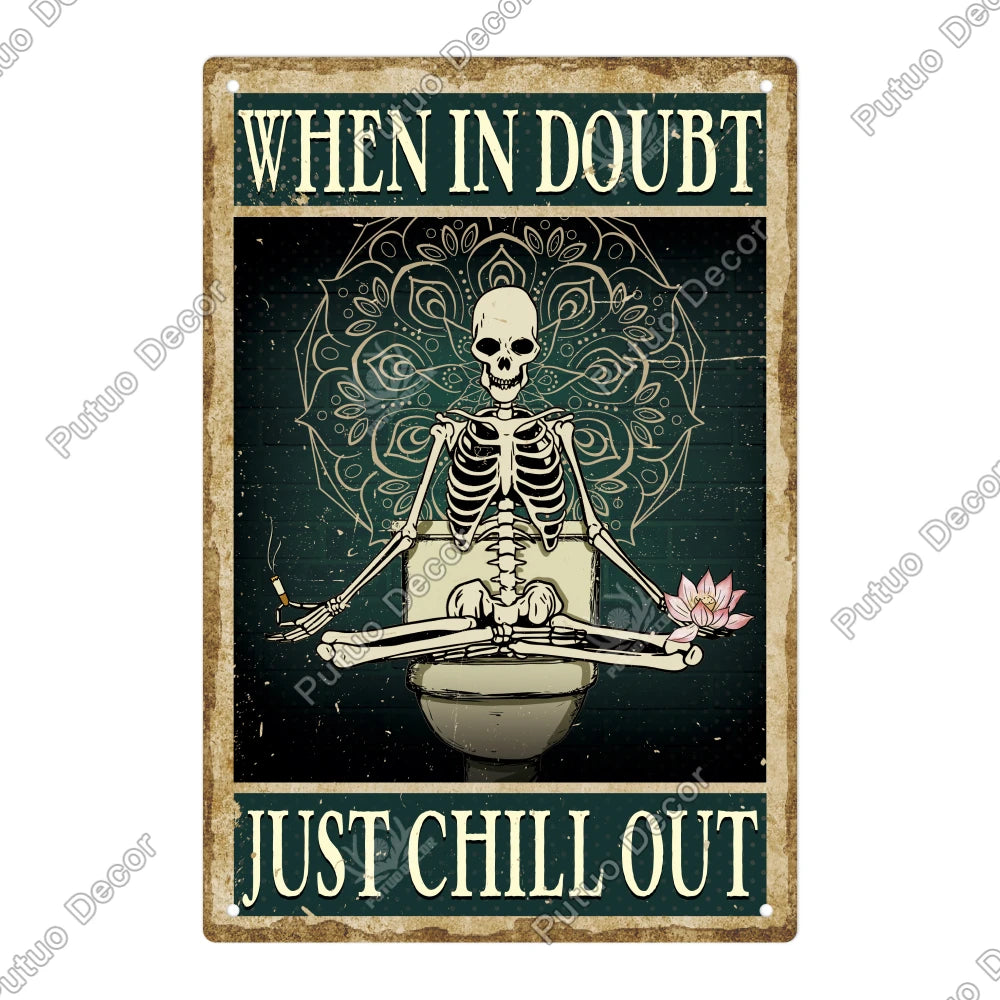 Funny Bathroom Decor Metal Signs