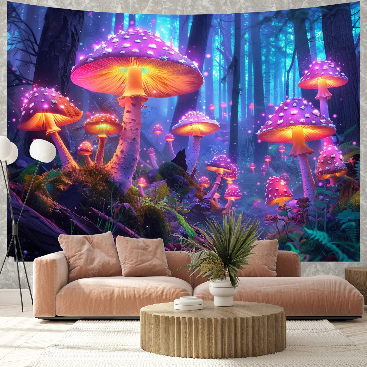 Fantasy Mushroom UV Reactive Tapestries