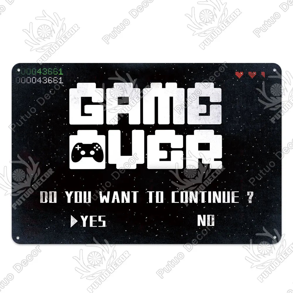 Funny Gamer Metal Signs