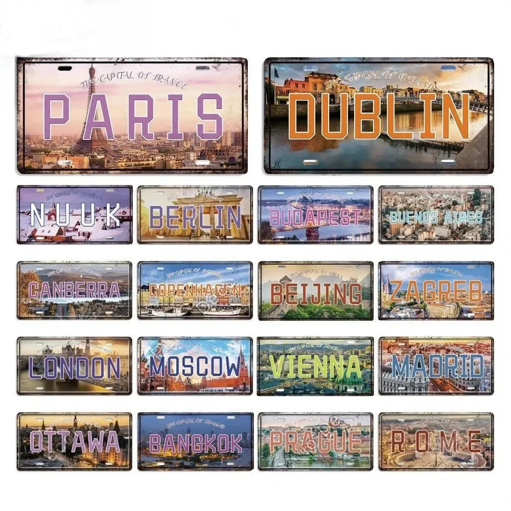 Capital City License Plate Metal Signs
