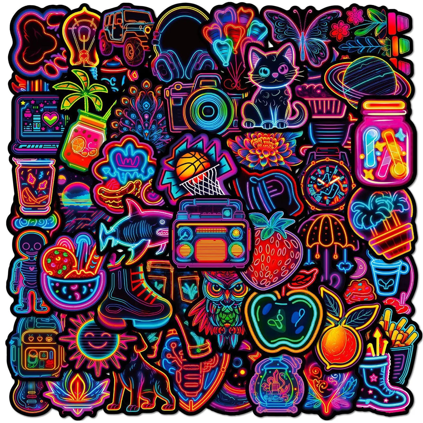 50pcs Cool Neon Graffiti Stickers