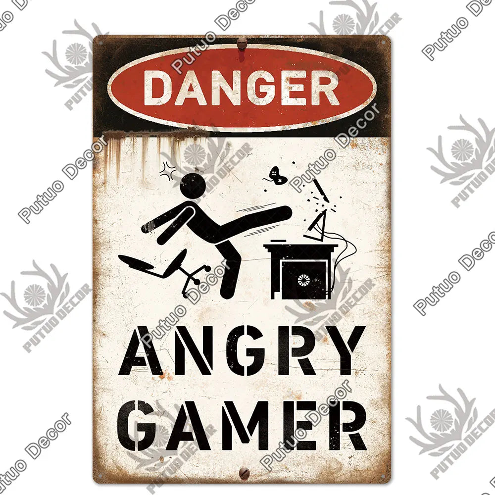 Funny Gamer Metal Signs