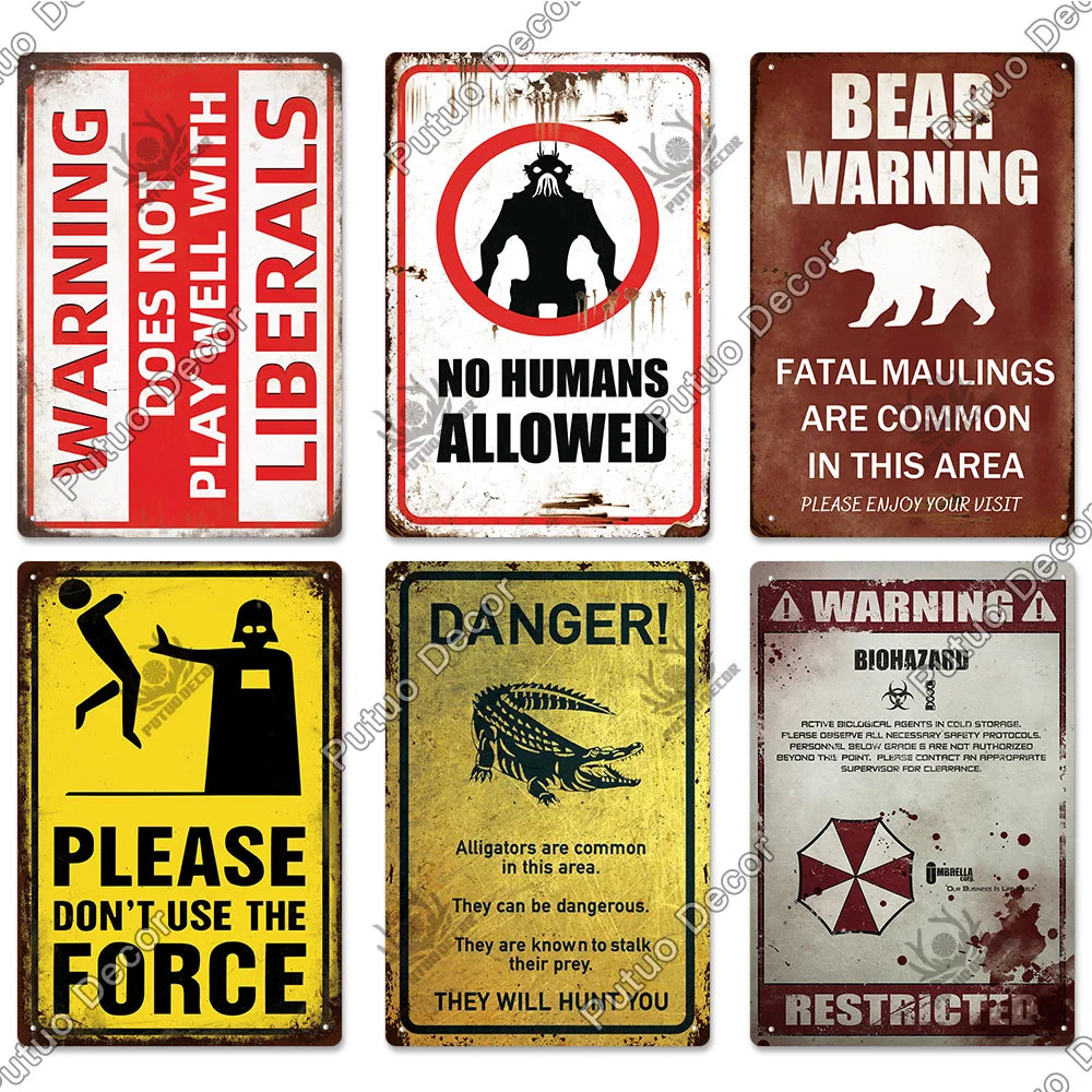 Warning/Danger Vintage Metal Signs