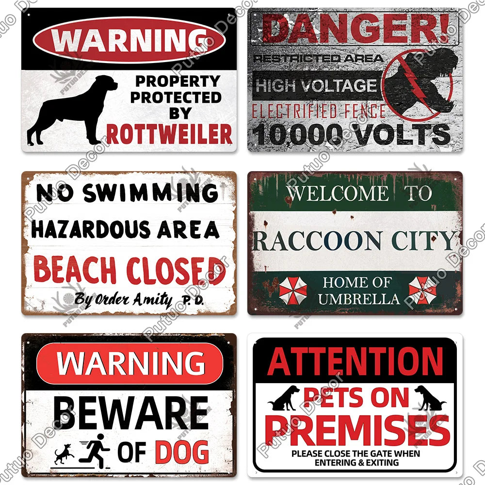 Warning/Danger Vintage Metal Signs