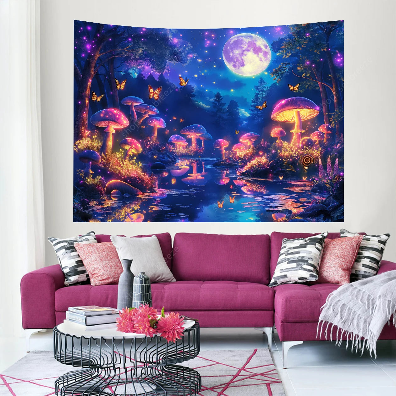 UV reactive Night Forest Tapestries