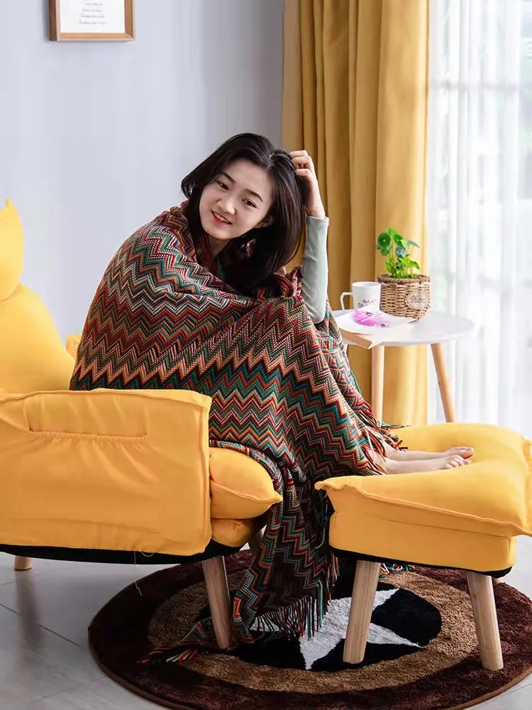 Heavy Knitted Blankets with Tassels