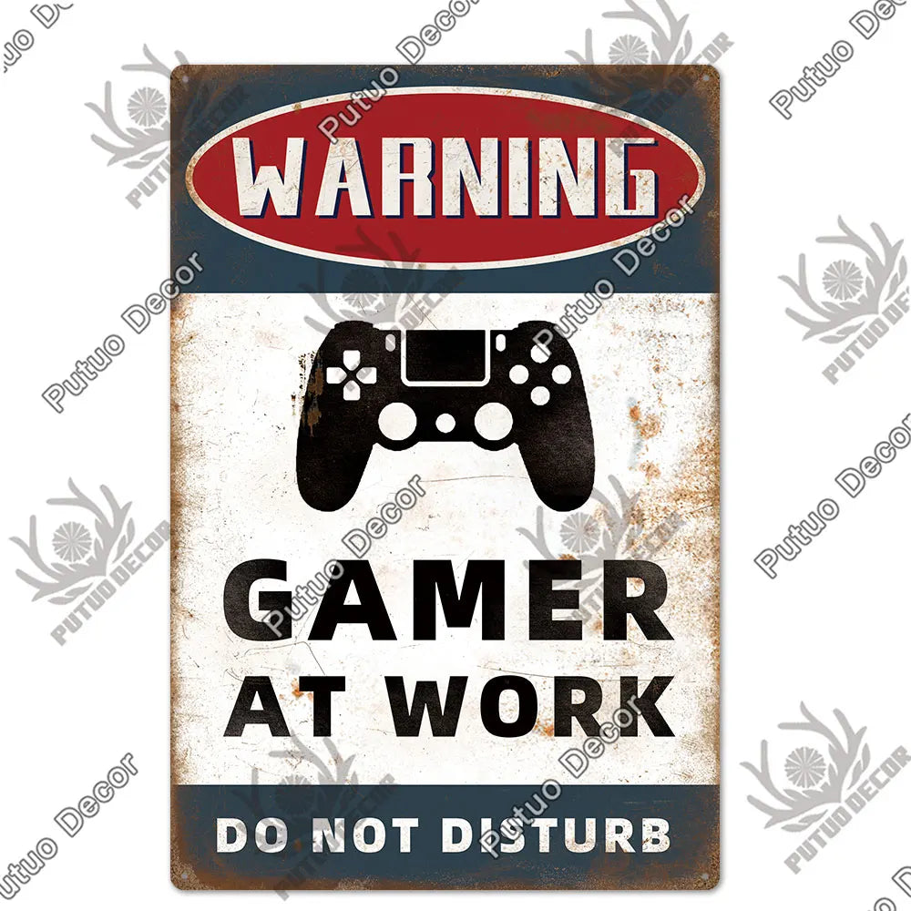 Funny Gamer Metal Signs
