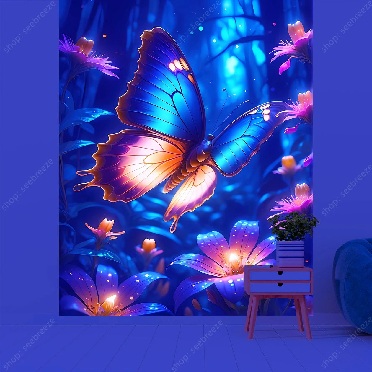 Butterfly UV Reactive Psychedelic Tapestries