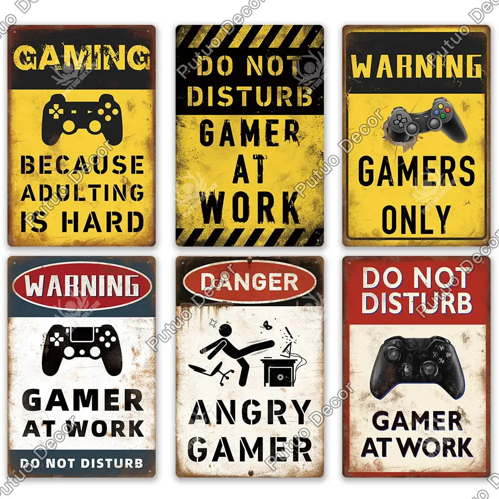 Funny Gamer Metal Signs